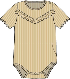 Wheat Body Rib Ruffle SS - Sahara sun